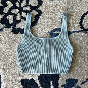 aritzia babaton cropped square neck sculpt knit in slab blue